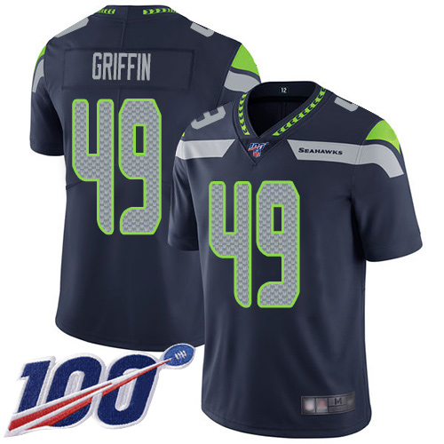 Seattle Seahawks Limited Navy Blue Men Shaquem Griffin Home Jersey NFL Football 49 100th Season Vapor Untouchable